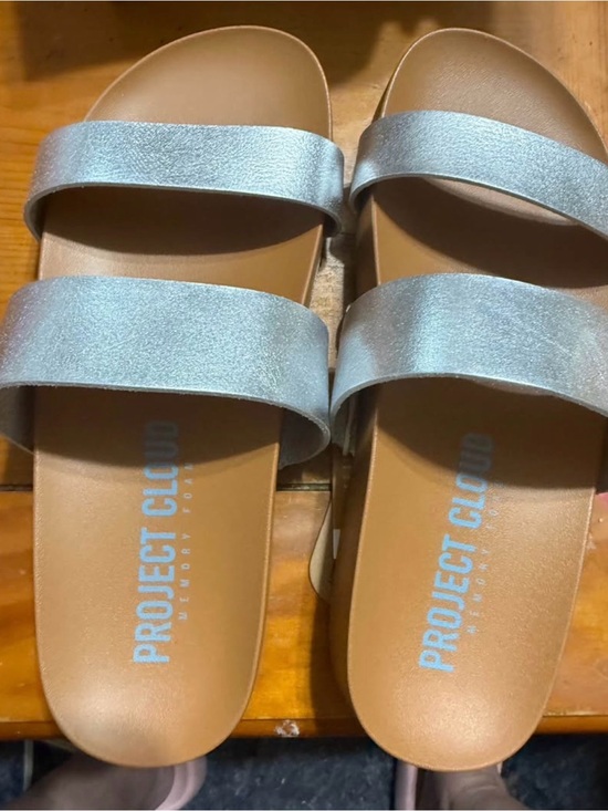 Project Cloud Shoes - Project Cloud Silver Double-Strap Slide Sandals